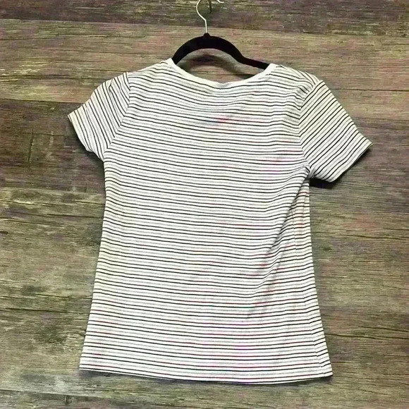 Tommy Hilfiger White Navy and Red Striped Crew Neck T-Shirt women’s Size Medium - Picture 3 of 3